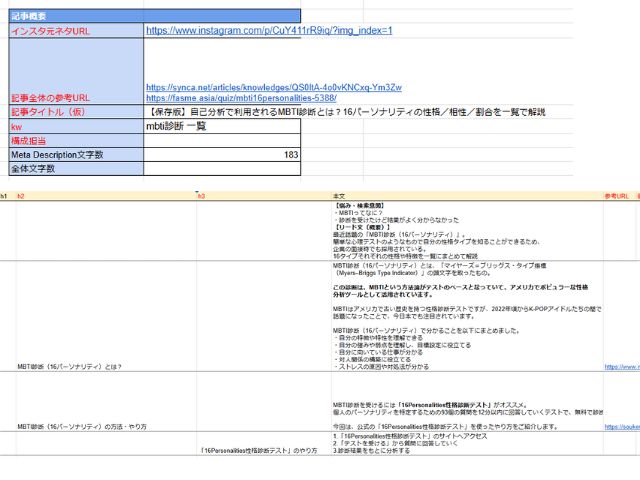 見出し構成（骨子）案を作成する